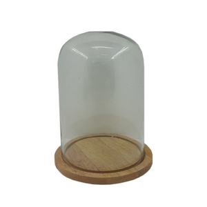 Soporte de pastel de madera de acacia con cúpula de vidrio Color nogal para cocina y mesa Soporte de pastel de propósito decorativo hecho a mano - Product Image 1