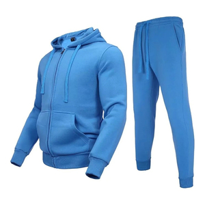 Ensemble de survêtement décontracté d'hiver pour hommes, 2 pièces, veste et pantalon en polaire, matière polyester/coton - Product Image 1