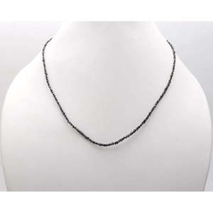 Collier de perles en diamant noir 2-3 mm, naturel brut non taillé, 16 pouces, motif en forme de boule - Product Image 1