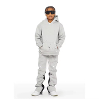 Meilleur fabricant de survêtements empilés pour enfants, impression de logo sur mesure sur survêtement pour enfants avec pantalon évasé, survêtement en coton évasé