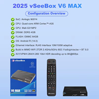 VseeBox V6 Max Android 14 TV Box 4GB RAM 64GB ROM Pemutar Media Streaming 6K Amlogic S905Y4 VP9 WiFi 5G BT Remote Gratis Tanpa Biaya Bulanan