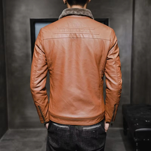 Nouvelle Collection 2026 – Blouson en Cuir Épais pour Homme, Col en Fausse Fourrure, Coupe-Vent et Chaud, Unisexe – Vente en Gros - Product Image 2