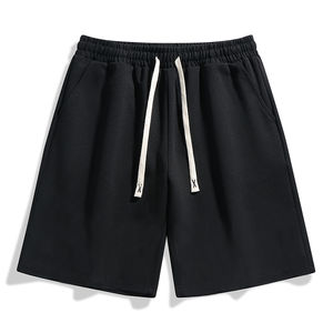 Conjunto de camiseta vintage informal OEM para hombre, pantalones cortos bordados de calle alta, hombro caído, algodón transpirable para verano - Product Image 5