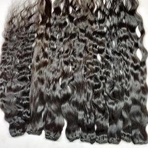 Extensiones de cabello humano Remy Virgen sin procesar de cabello natural indio crudo voluminoso, paquetes de trama alineados con cutícula completa - Product Image 3