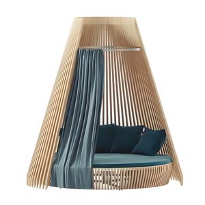Lit de jour extérieur exquis et moderne en teck avec cadre en acier inoxydable, coussins résistants aux intempéries pour jardin, complexe hôtelier, villa - Product Image 2