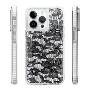 Fasion Lady antichoc PC TPU TPE Finewoven tissu dentelle à la mode Sexy étui de téléphone portable pour <span class=keywords><strong>Iphone</strong></span> 15 14 pro max - Product Image 1