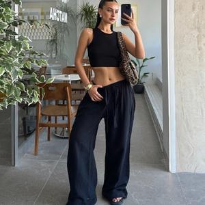 Pantalons de sport à jambes larges pour femmes, fitness, séchage rapide, taille haute, pantalons de yoga, loisirs de plein air, pilates, gym, course à pied, pantalons de sport - Product Image 3