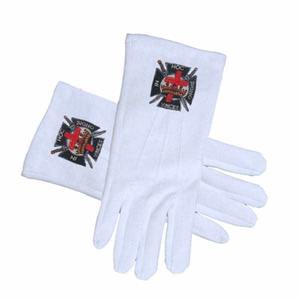 Guantes de cuero masónicos Caballeros masónicos Templarios Diseño de símbolo rojo Guantes de masón - Product Image 5