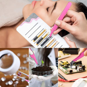 แหนบต่อขนตาคุณภาพสูง สีชมพู ปลายตรงและปลายโค้ง ชุดแหนบสำหรับต่อขนตา - Product Image 6
