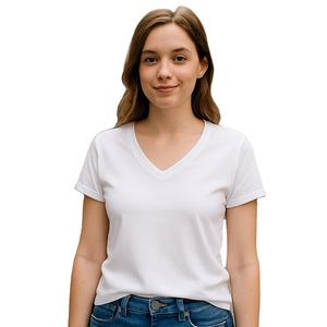 Camisetas ligeras de cuello en V para mujer, ropa informal, camiseta de manga corta, corte regular. - Product Image 5