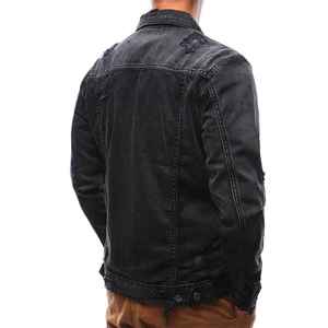 Veste en jean tissé enduit de haute qualité pour homme, à capuche et col montant, personnalisable, imperméable, respirante, coupe-vent, avec fermeture éclair, pour l'automne - Product Image 5