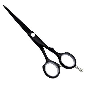 5.5 "กรรไกรตัดผมสแตนเลสสตีลทนทานกรรไกรตัดผมสีดำทำมือสำหรับตัดใบมีดเครื่องมือด้านความงามแบบตรง - Product Image 1