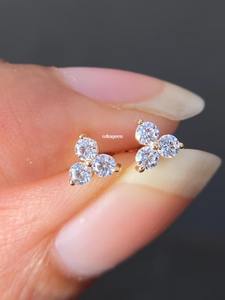 3 Stone <b>Moissanite</b> Diamond Earring 925 Sterling Silver Customized Studs <b>Moissanite</b> Earring & <b>Other</b> Diamond <b>Jewelry</b> - Product Image 3