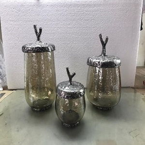 Boîte de rangement pour la maison, accessoires d'ustensiles de cuisine Design moderne boîtes de rangement rondes en verre doré et en Aluminium bacs pots de fleurs - Product Image 6