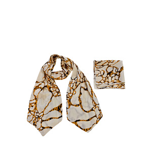 Ensemble d'accessoires pour homme en viscose naturelle à motif beige doré : nœud papillon, cravate, ascot, pochette de costume - Product Image 3
