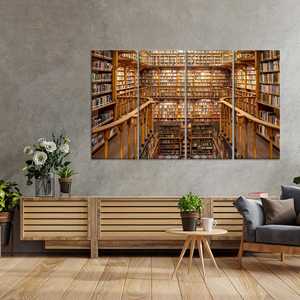 Obra de arte impresa en lienzo elegante: decoración de oficina, libros para colgar en la pared, JUEGO DE 4 LIEÑOS - Product Image 1