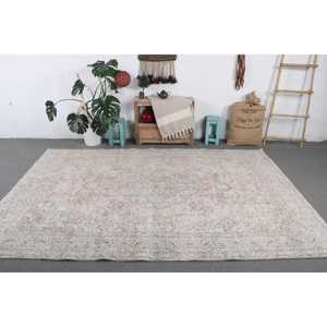 Tapis turc vintage 6,6 x 9,6 pieds, grand tapis, tapis oriental en laine rose et bleu - Product Image 3
