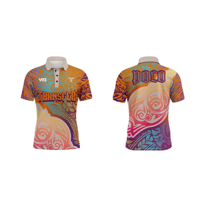 Athleisure Sports Shirt Sublimación Imprimir Rayas coloridas Golf Polos Camisas Casual unisex Traje Camiseta DE TRABAJO - Product Image 2