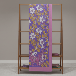 Royal Bloom Kalamkari Hand-Drawn Printed Cotton Saree Banarasi Model Heavy Georgette <b>Net</b> <b>Fabric</b> for Indian Pakistani Party Wear - Product Image 5