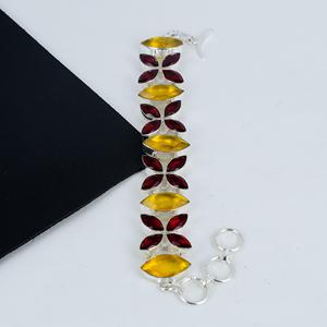 Citrine & Red Garnet Gemstone Handmade 925 Sterling <b>Silver</b> Bracelet Antique Bracelet Garnet Jewelry For Gifts Bracelet For <b>Women</b> - Product Image 3