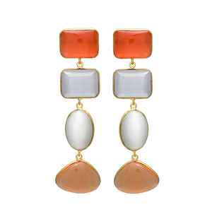 ต่างหูแบบห้อยอัญมณีหลายชิ้นชุบทองมาใหม่ - Product Image 1