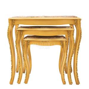 ชุดโต๊ะบริการแบบซ้อนกันลายหินอ่อนสุดหรูหรา พร้อมกรอบทองแกะสลักด้วยมือ เพื่อการตกแต่งภายในบ้านอย่างสง่างาม - Product Image 2