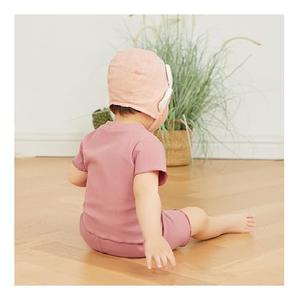 Nouvelle collection élégante couleur unie à manches courtes bébé 2 pièces ensemble 100% coton meilleur du Bangladesh prix usine - Product Image 3