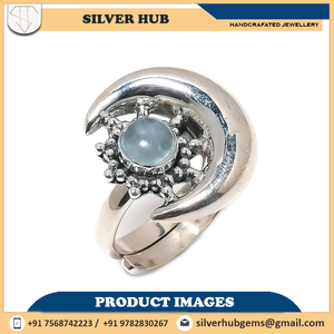Elegante pera Natural y anillo de Aguamarina de corte brillante redondo 925 plata esterlina Océano Azul piedra preciosa anillo ajustable joyería fina - Product Image 6