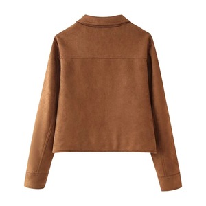 Otoño nuevas mujeres estilo europeo americano moda nicho botón decoración piel de oveja chaqueta de gamuza abrigo tipo de procesamiento de punto - Product Image 6