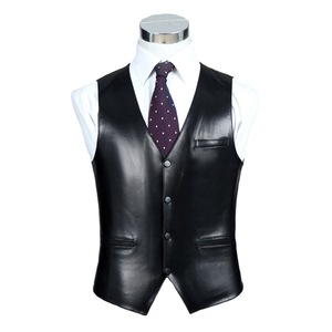 Gilet classique en cuir PU pour hommes Fournisseur OEM Ajustement extérieur élégant Logo personnalisé et production de marque privée - Product Image 5