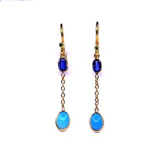 Fashionable 925 Sterling Silver <b>Gold</b> Plated <b>Jewelry</b> Tourmaline Gemstone Women Wear Earring <b>Set</b> - Product Image 1