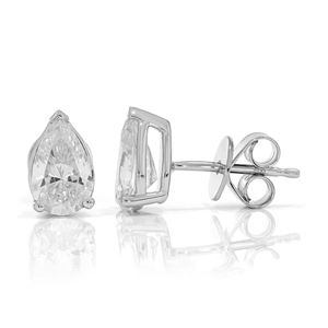 Boucles d'oreilles à clous en forme de diamant poire - Product Image 1