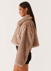Nuevo Diseño de Abrigo para Mujer, Chaqueta Larga de Piel Sintética con Solapa, Elegante y a la Moda, Chaquetas de Piel Sintética de Lujo al por Mayor - Product Image 5