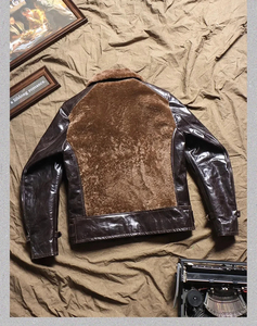 Venta al por mayor 2025 chaqueta de cuero de vaca de alta calidad para hombres forro de piel de oveja personalizado 100% chaquetas de cuero de los hombres logotipo personalizado - Product Image 3