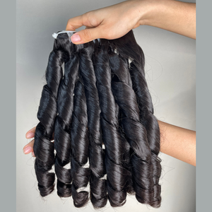 ผมต่อแบบหยิกเป็นลอนธรรมชาติสีดำมัดผมคนบริสุทธิ์จากเวียดนาม - Product Image 2