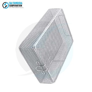 Cesta de Malla Fina con Tapa de Acero Inoxidable, Almacenamiento Médico Manual, Diseñada para Esterilización y Organización - Product Image 2