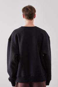 Logo personnalisé Vente en gros Sweat-shirt noir basique surdimensionné pour hommes 100% coton Streetwear urbain Produit OEM de qualité supérieure - Product Image 3