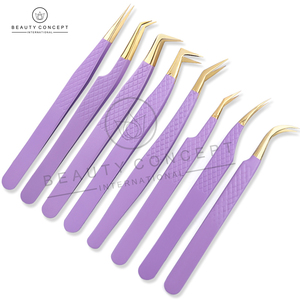 Ensemble de pinces à cils 10 pièces en acier inoxydable de haute qualité pour extensions de cils par Beauty Concept International - Product Image 2