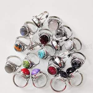 Anillo de Mujer con Piedras Preciosas Naturales de Ónice, Rutilo, Coral, Ópalo, Rubí, Lapislázuli y Cuarzo, Anillo Bohemio Hecho a Mano, Joyería de Plata de Ley 925 - Product Image 6