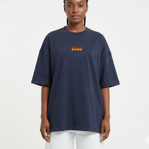 T-shirt pour femmes de qualité supérieure, taille plus, broderie personnalisée sur logo, coton, tricoté, décontracté, t-shirt graphique uni de haute qualité - Product Image 4