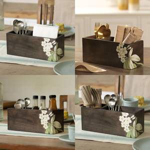 Soporte para Utensilios de Cocina Rústico, Estilo Granja, Impreso en Madera, Hecho a Mano, Ajustable, de Tres Niveles, Multifuncional, Resistente al Calor, para Espátulas y Cucharones - Product Image 1