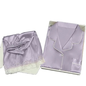 Pijamas de Seda Satén de Alta Calidad, Primavera y Verano, Manga Corta, Ropa de Dormir para Mujer, Estilo Dulce para el Hogar - Product Image 4