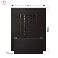 Fontaine murale cascade rectangulaire moderne haut de gamme en aluminium noir à 5 becs, résistante aux intempéries, installation facile, pour jardin extérieur