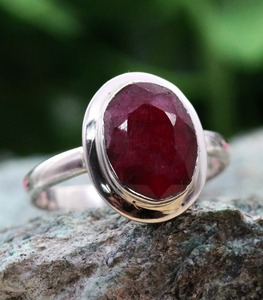 Estampillé meilleur Design pierres précieuses à la main bague de promesse 925 solide en argent sterling naturel Cabochon rubis bague 925 bijoux estampillés - Product Image 2