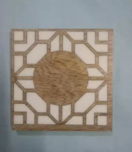 Hot Selling Bone Inlay Coaster <b>Set</b> of 4 Chevron Pattern Tea <b>Coffe</b> Tabletop Drink Bone Coaster Heat Protect Coaster - Product Image 4