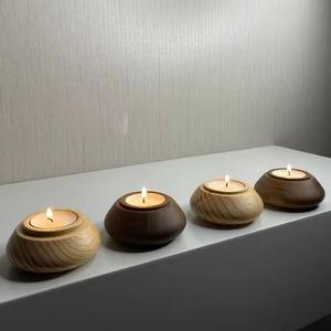 Portavelas de madera y uso Venta caliente Portavelas de luz de té de acero con orificio de madera para forma cuadrada - Product Image 5