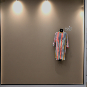 100% coton rayé Smock robe col en V brodé décontracté tunique manches longues col Mandarin été imprimer naturel ceinture femmes - Product Image 2