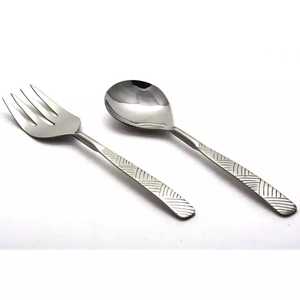Serveur à salade en acier inoxydable de vente chaude avec poignée de concepteur outils à salade ensemble de serveur fourchette cuillère accessoires de cuisine en gros - Product Image 1
