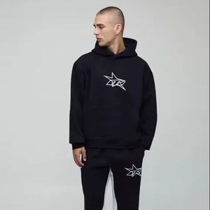 Sudadera con Capucha Oversize Negra para Hombre, Invierno 2025, Transpirable, Poliéster/Algodón, Estilo Urbano, Teñido Liso, Lavado a la Piedra - Product Image 1