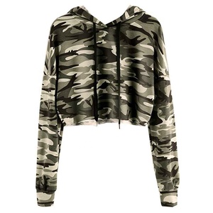 Qualité supérieure 100% coton femmes vêtements Logo personnalisé Street Wear fermer bas haut court à capuche pull Anti-rétrécissement récolte sweats à capuche - Product Image 1